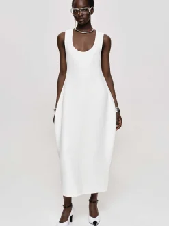 Dresses-Source Unknown Adua Vase Midi Dress, White