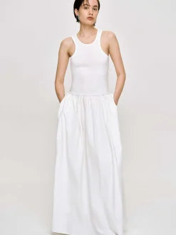 Clothing-Source Unknown Amal Drop Waist Racer Tank Dress, White