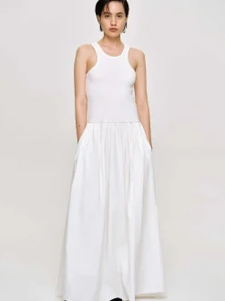 Clothing-Source Unknown Amal Drop Waist Racer Tank Dress, White