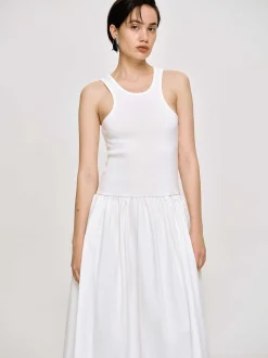 Dresses-Source Unknown Amal Drop Waist Racer Tank Dress, White