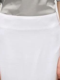 Bottoms-Source Unknown Applique Satin Skirt, White