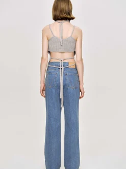 Knitwear-Source Unknown Asymmetric Knit Tank Top, Fossil Grey