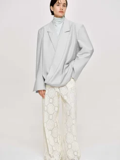 Accessories-Source Unknown Baia Boxy Wrap Blazer, Gainsboro Grey