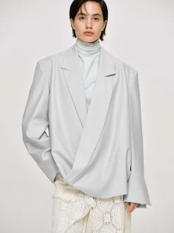 Accessories-Source Unknown Baia Boxy Wrap Blazer, Gainsboro Grey
