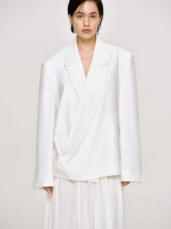 Accessories-Source Unknown Baia Boxy Wrap Blazer, White