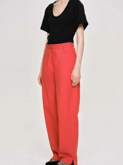Bottoms-Source Unknown Barrel-Leg Pants, Red