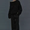 Accessories-Source Unknown Becca Oversized High Roll Knit Pullover, Black