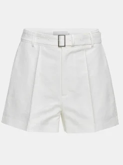 Bottoms-Source Unknown Belted Wide Shorts, White
