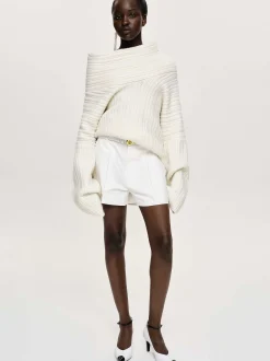 Clothing-Source Unknown Belted Wide Shorts, White