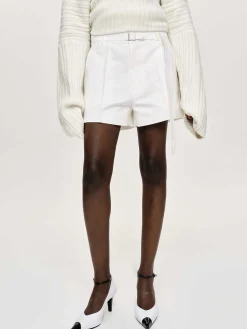 Clothing-Source Unknown Belted Wide Shorts, White