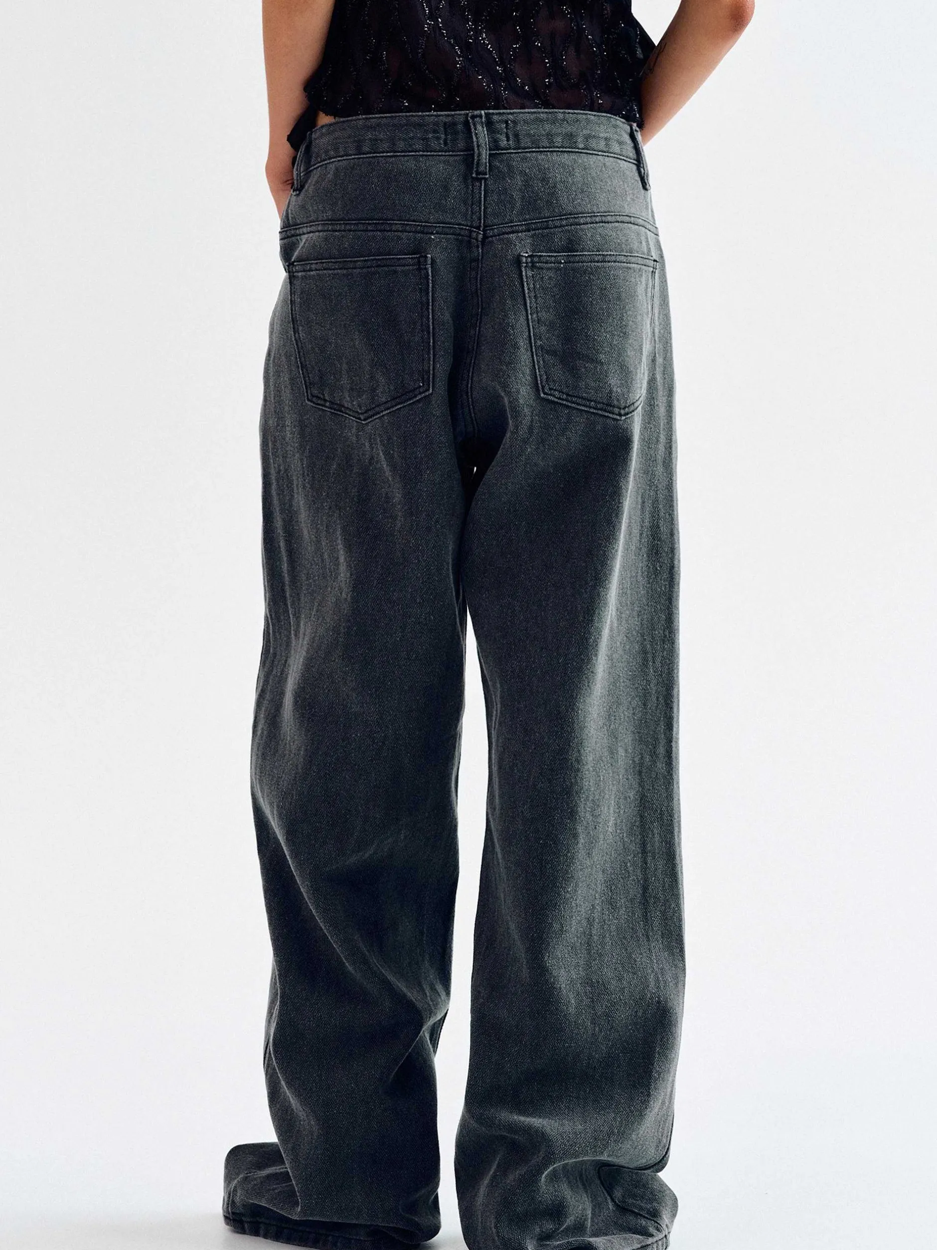 Clothing-Source Unknown Boyfriend Pigment Jeans, Sharkskin