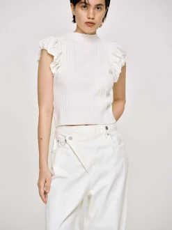 Clothing-Source Unknown Bubble Rib Knit, White
