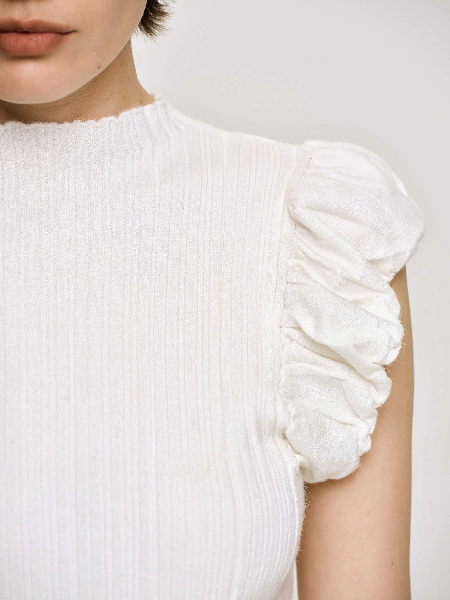 Clothing-Source Unknown Bubble Rib Knit, White