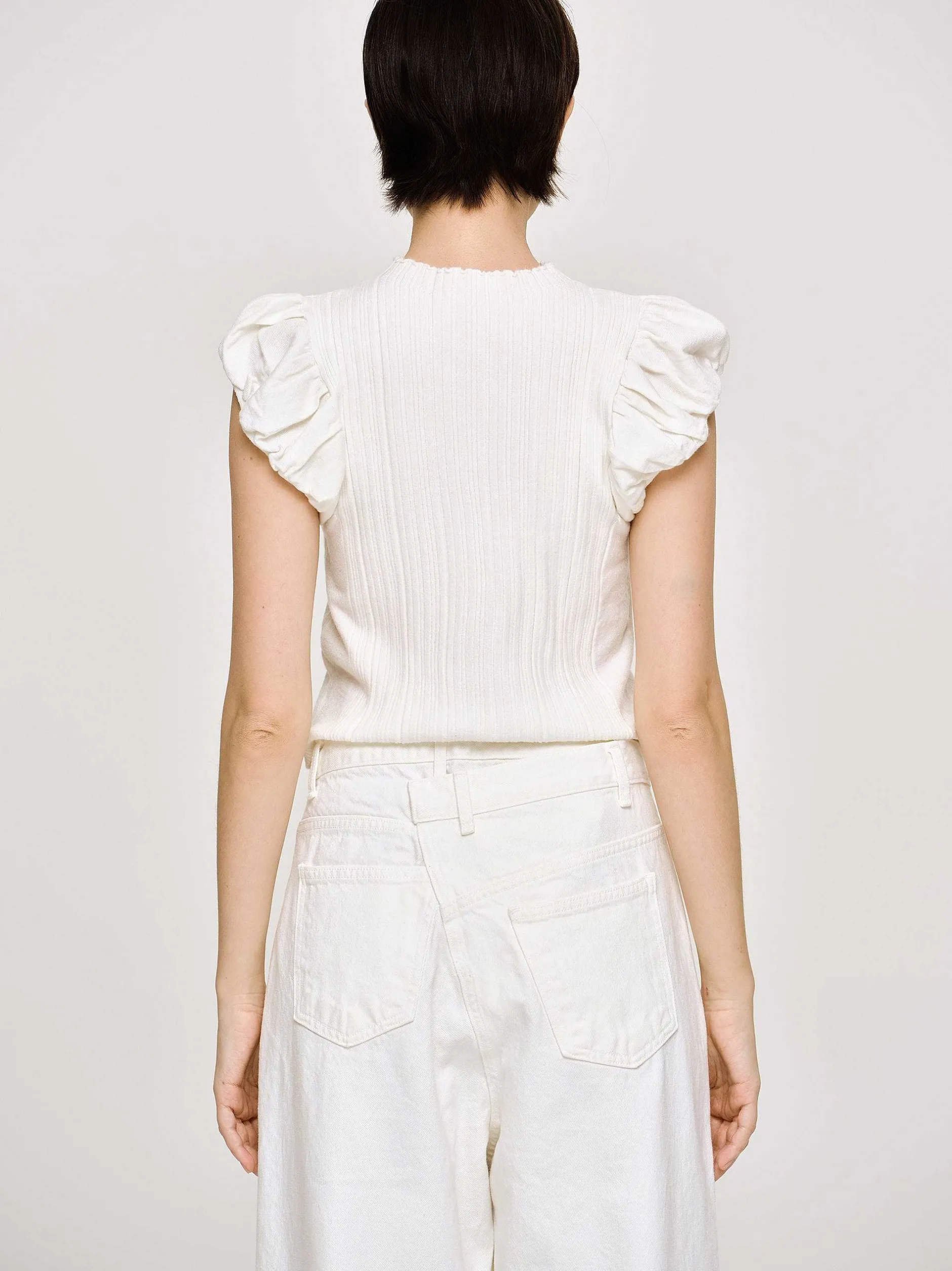 Clothing-Source Unknown Bubble Rib Knit, White