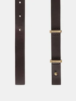 Clothing-Source Unknown Calfskin Leather Skinny Belt, Brown
