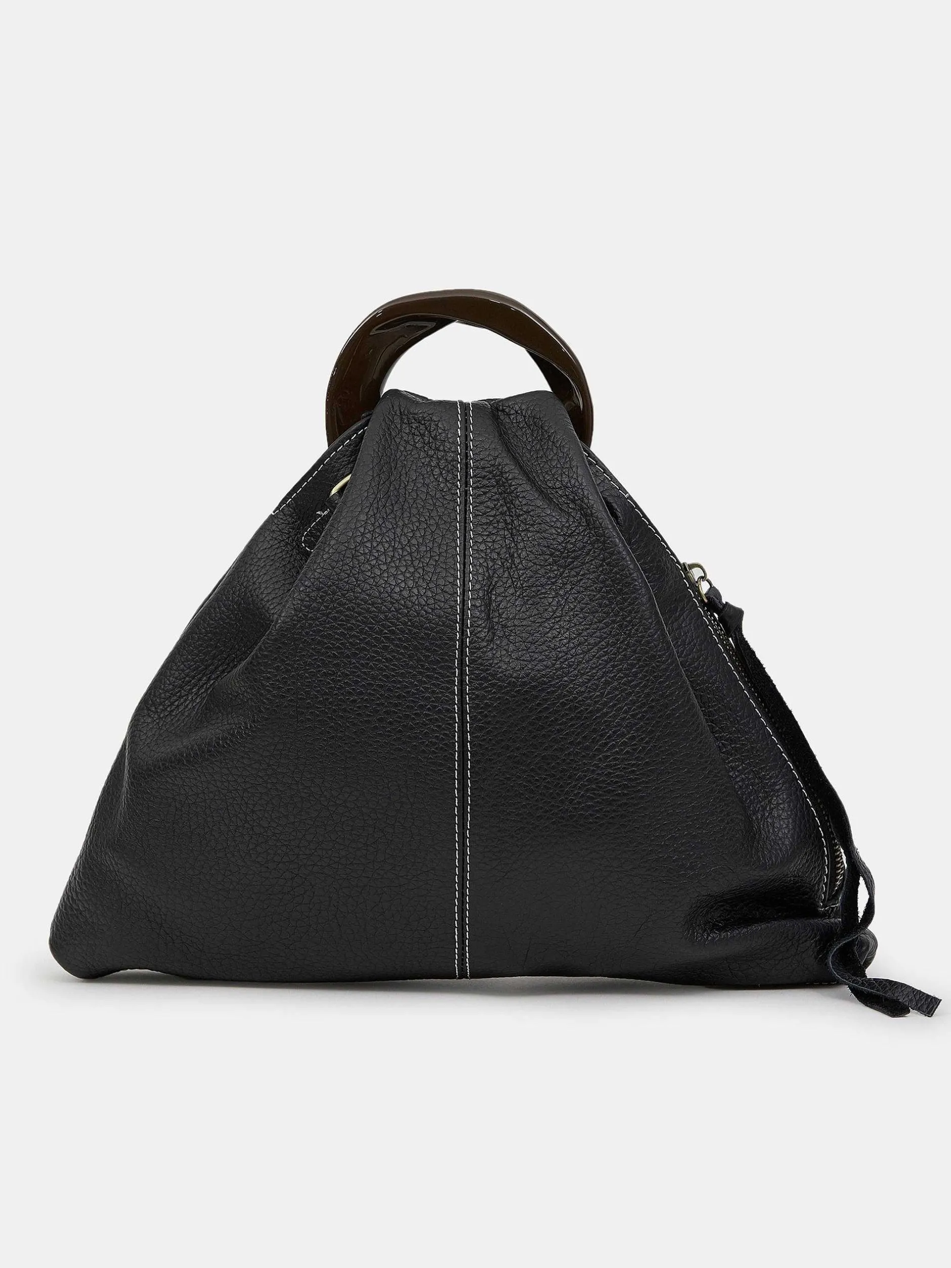 Clothing-Source Unknown Calfskin Triangle Tote, Black