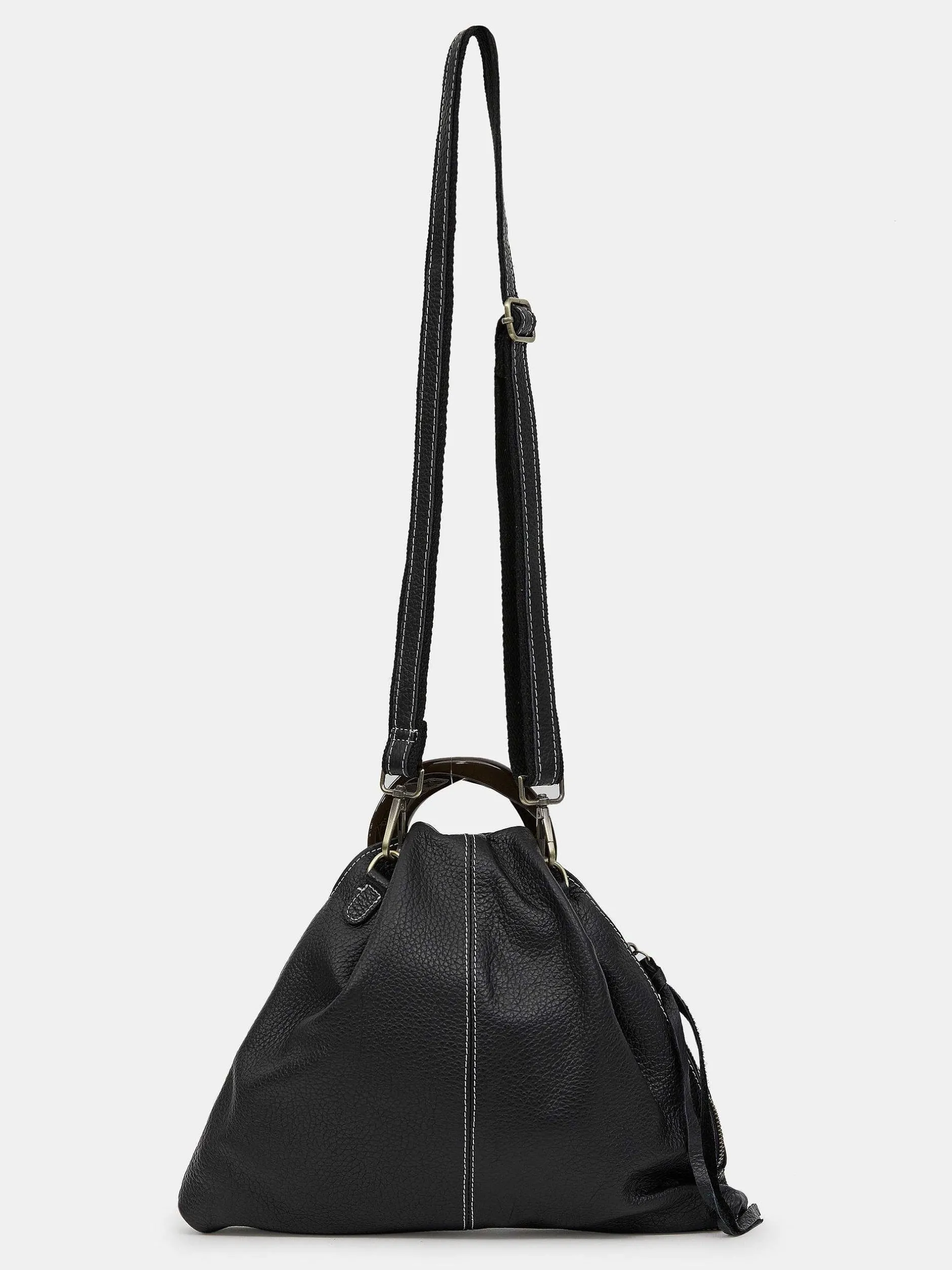 Clothing-Source Unknown Calfskin Triangle Tote, Black