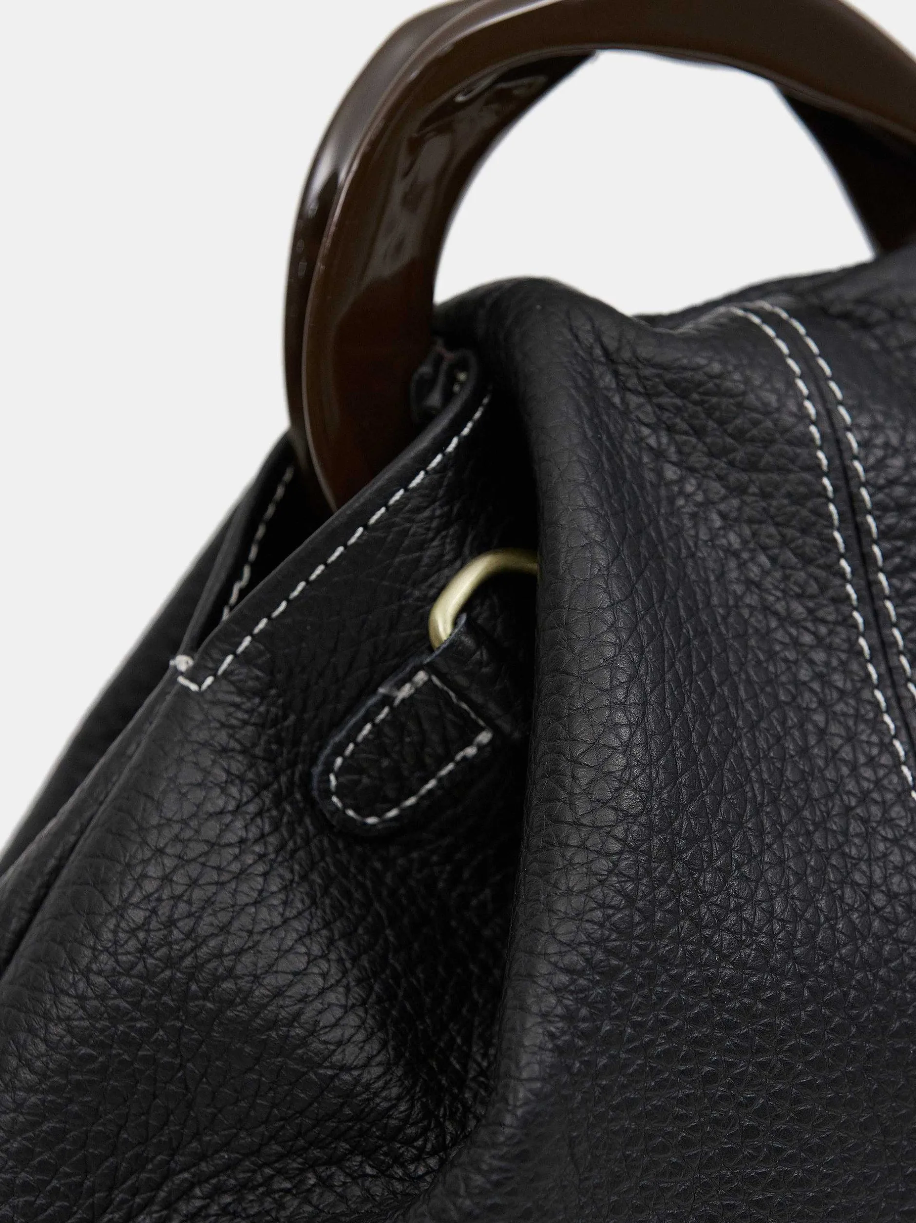 Clothing-Source Unknown Calfskin Triangle Tote, Black