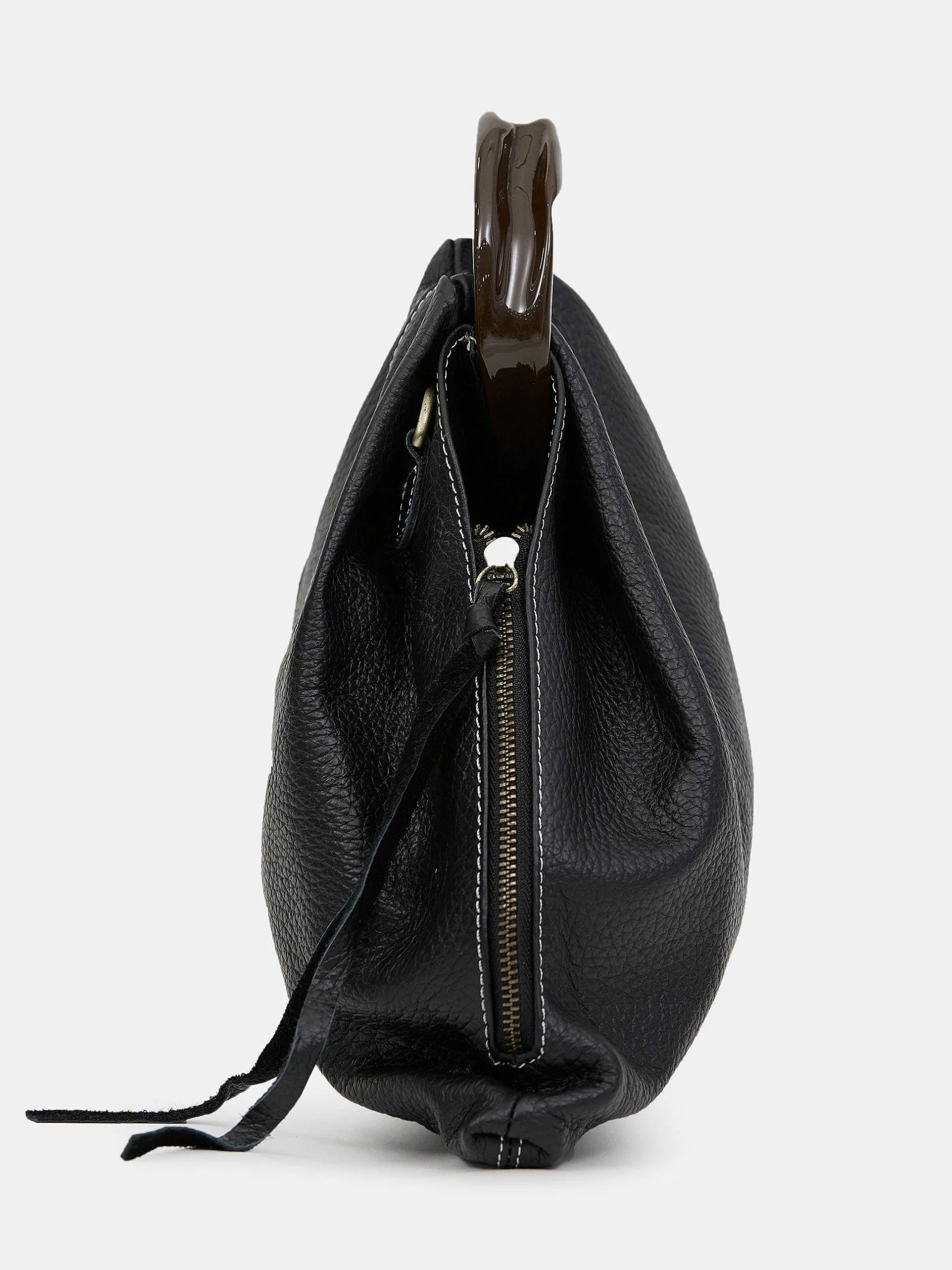 Clothing-Source Unknown Calfskin Triangle Tote, Black