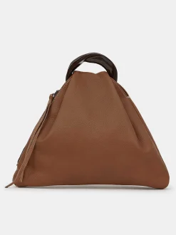 Clothing-Source Unknown Calfskin Triangle Tote, Brunette