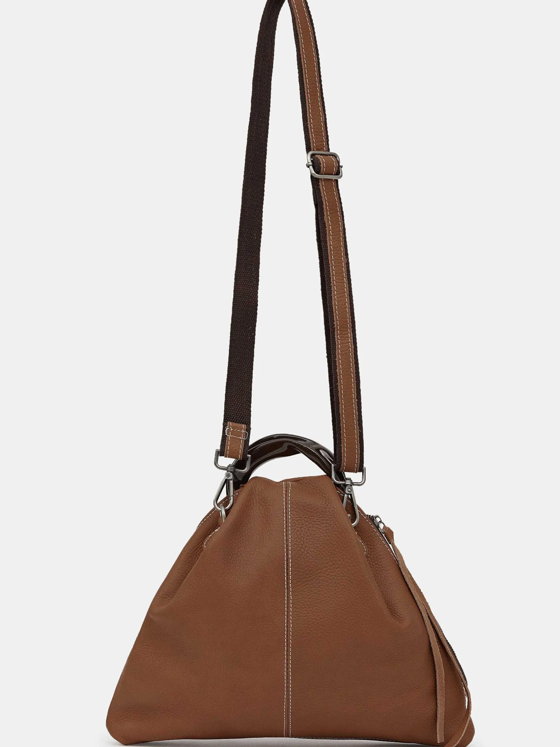 Shoes & Bags-Source Unknown Calfskin Triangle Tote, Brunette