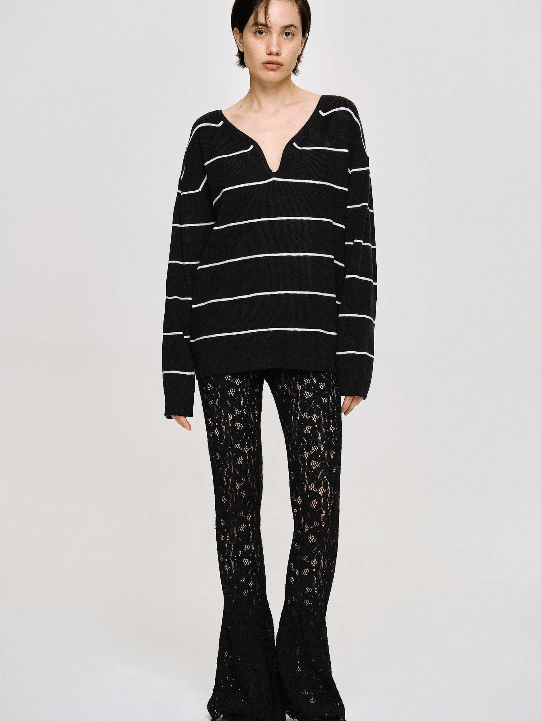 Accessories-Source Unknown Chantilly Lace Pants, Black