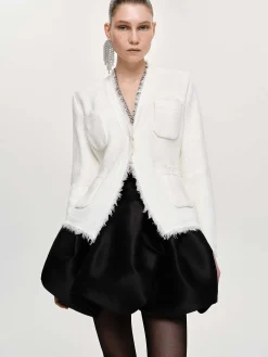 Accessories-Source Unknown Cinched Waist Cardigan, Natural White