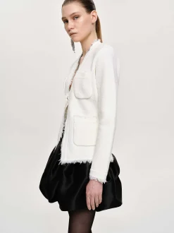 Accessories-Source Unknown Cinched Waist Cardigan, Natural White