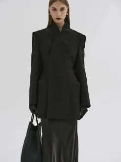 Clothing-Source Unknown Corrin Wrap Blazer, Black