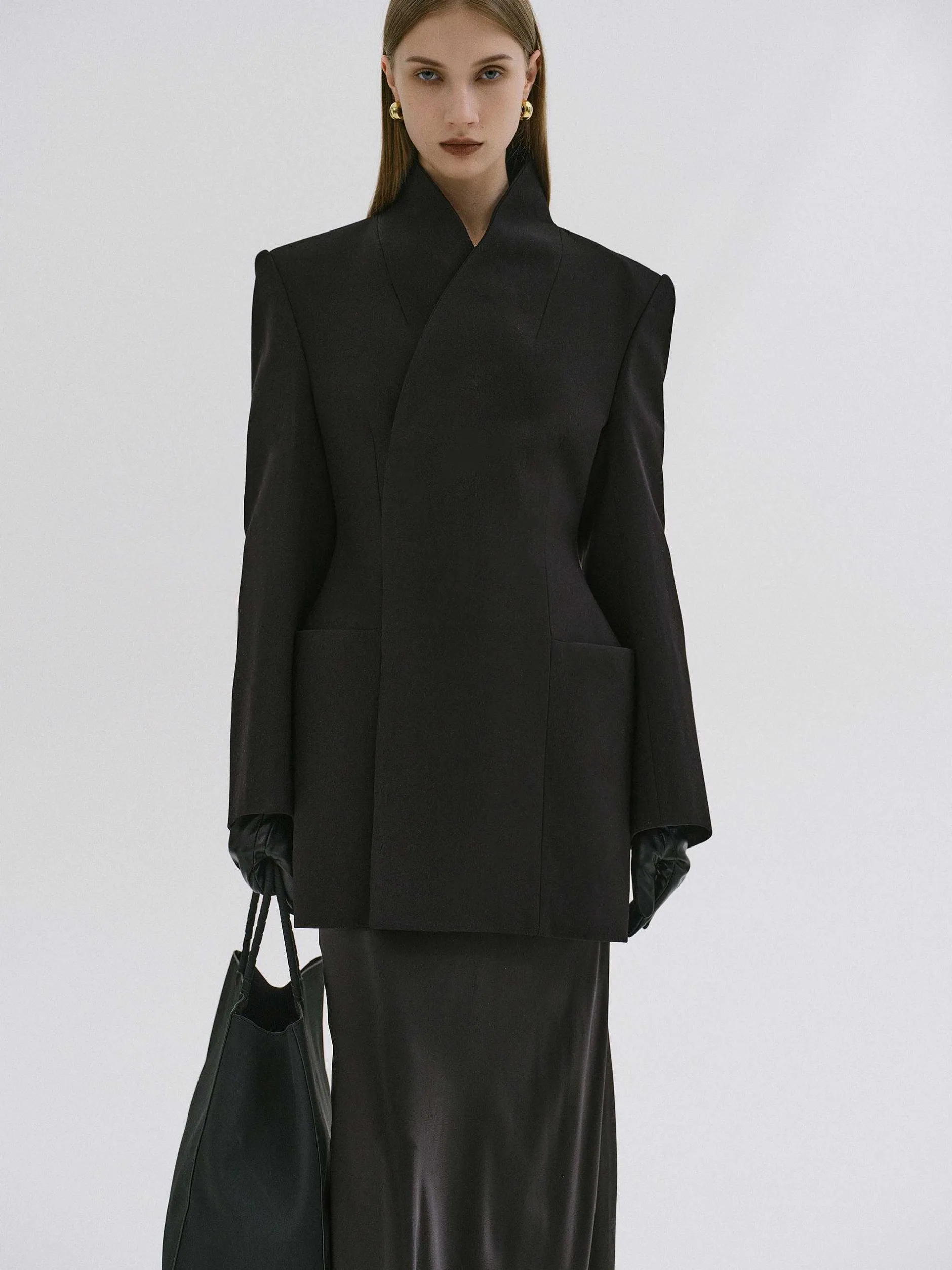 Clothing-Source Unknown Corrin Wrap Blazer, Black