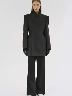 Outerwear-Source Unknown Corrin Wrap Blazer, Charcoal