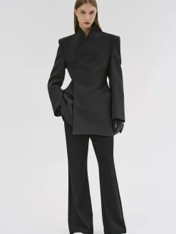 Outerwear-Source Unknown Corrin Wrap Blazer, Charcoal