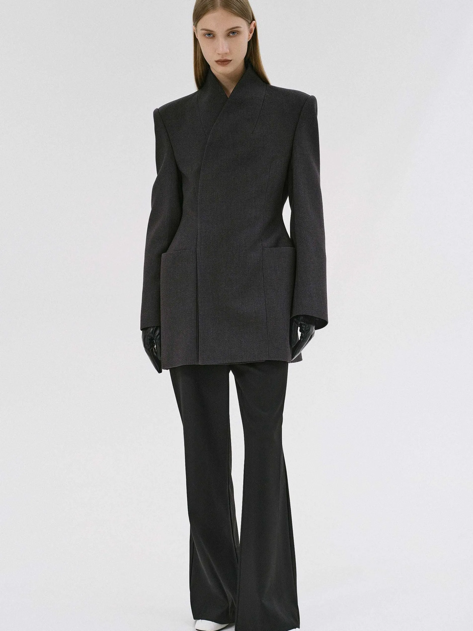 Clothing-Source Unknown Corrin Wrap Blazer, Charcoal
