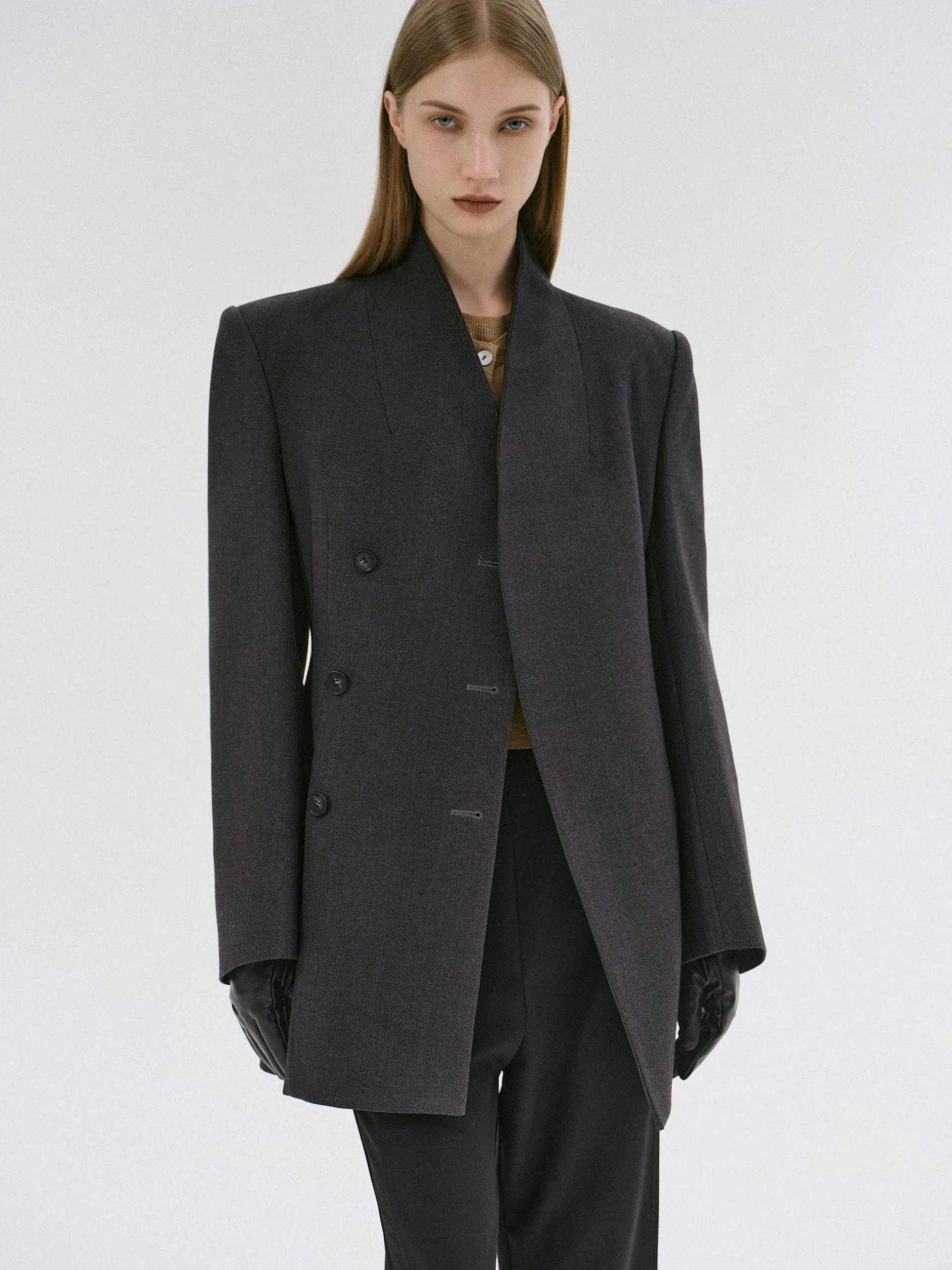 Clothing-Source Unknown Corrin Wrap Blazer, Charcoal