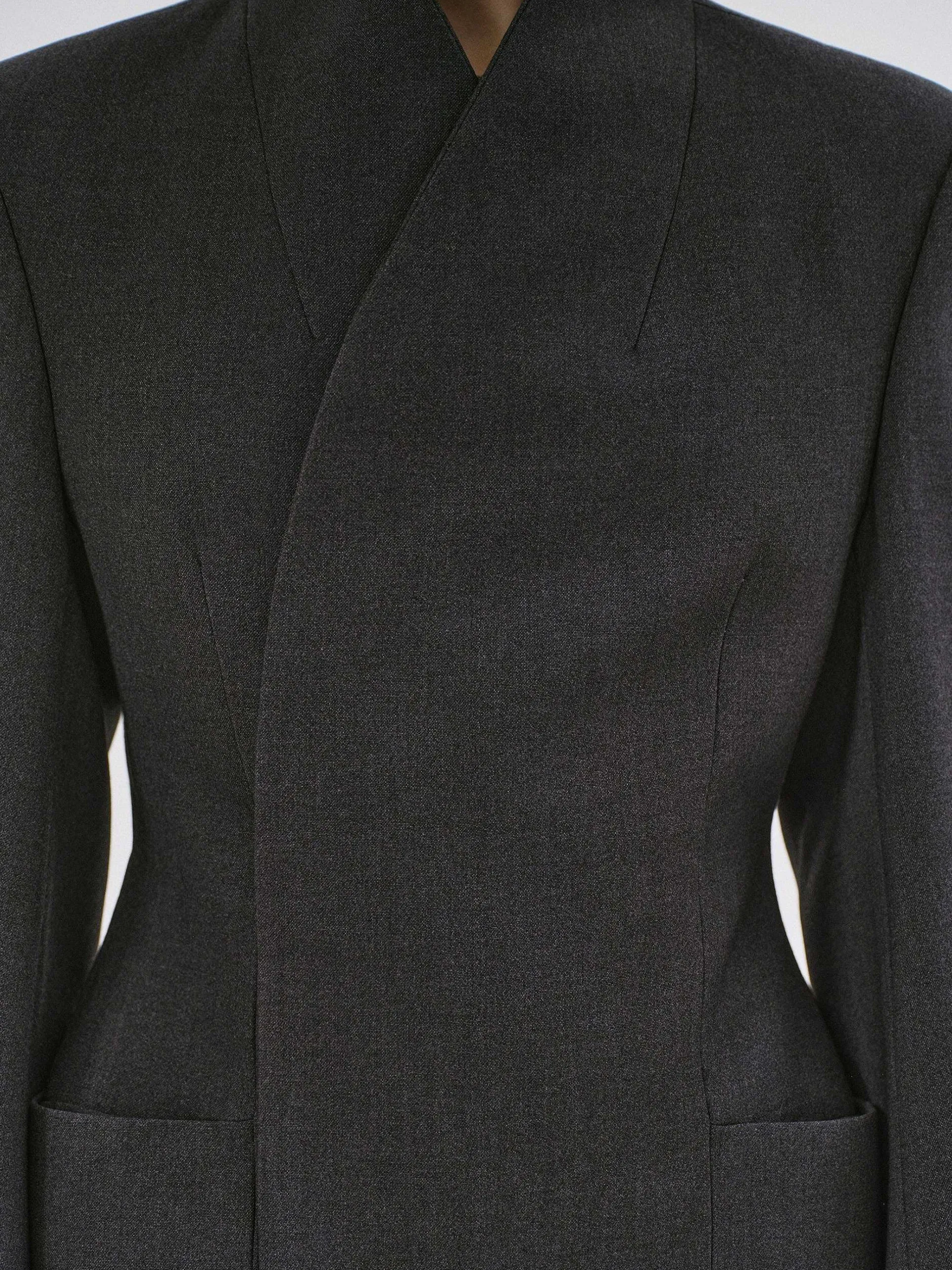 Clothing-Source Unknown Corrin Wrap Blazer, Charcoal