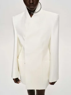Outerwear-Source Unknown Corrin Wrap Blazer, Cream