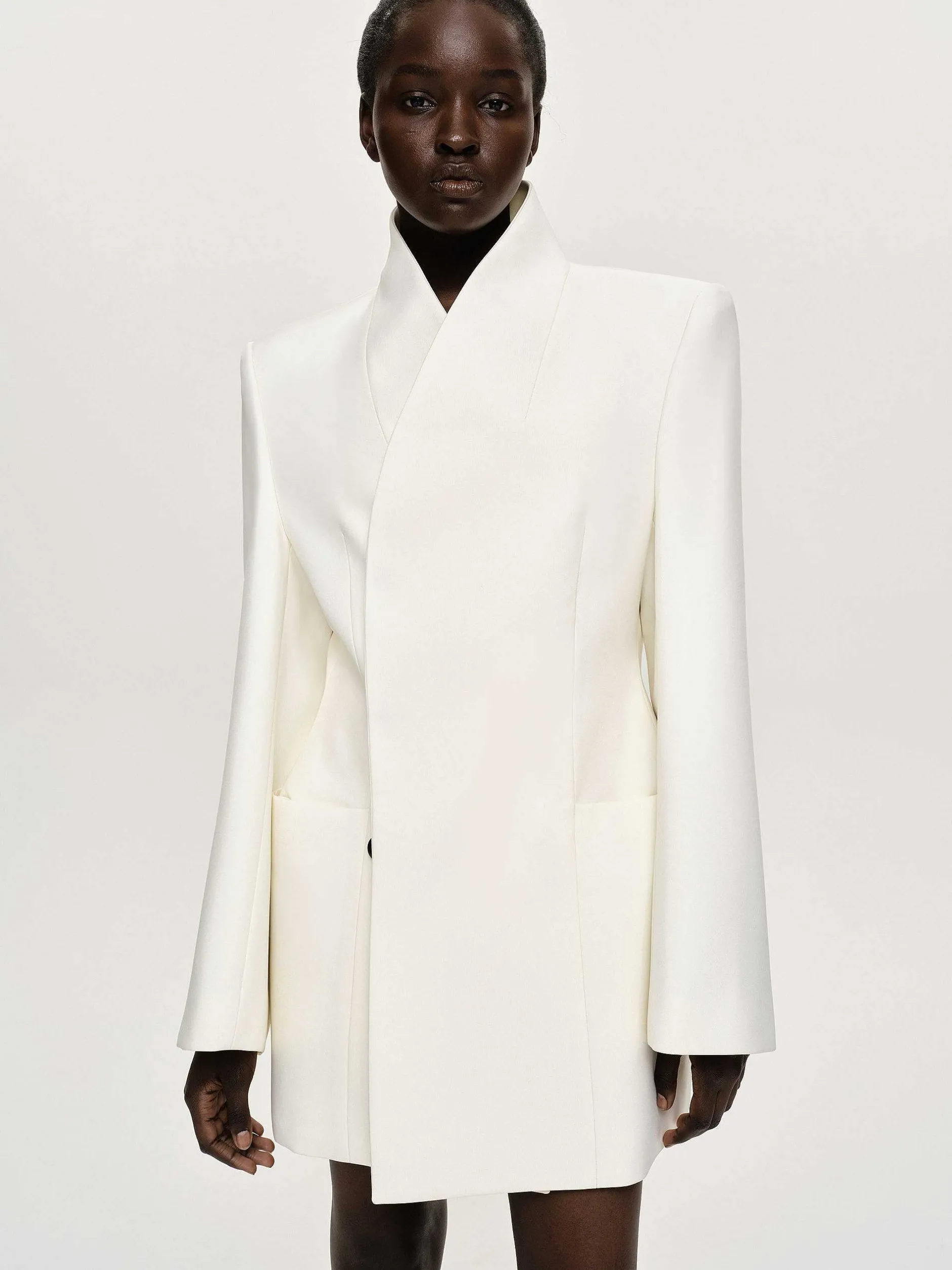 Clothing-Source Unknown Corrin Wrap Blazer, Cream