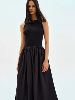 Dresses-Source Unknown Cotton Tank Dress, Black