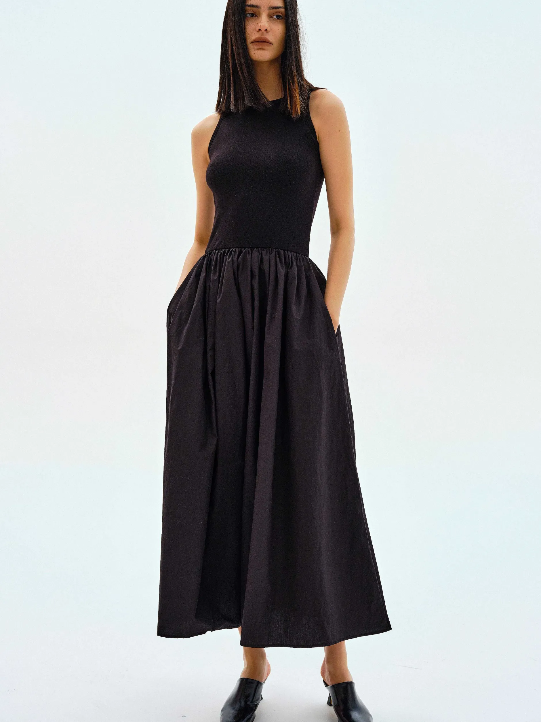 Clothing-Source Unknown Cotton Tank Dress, Black