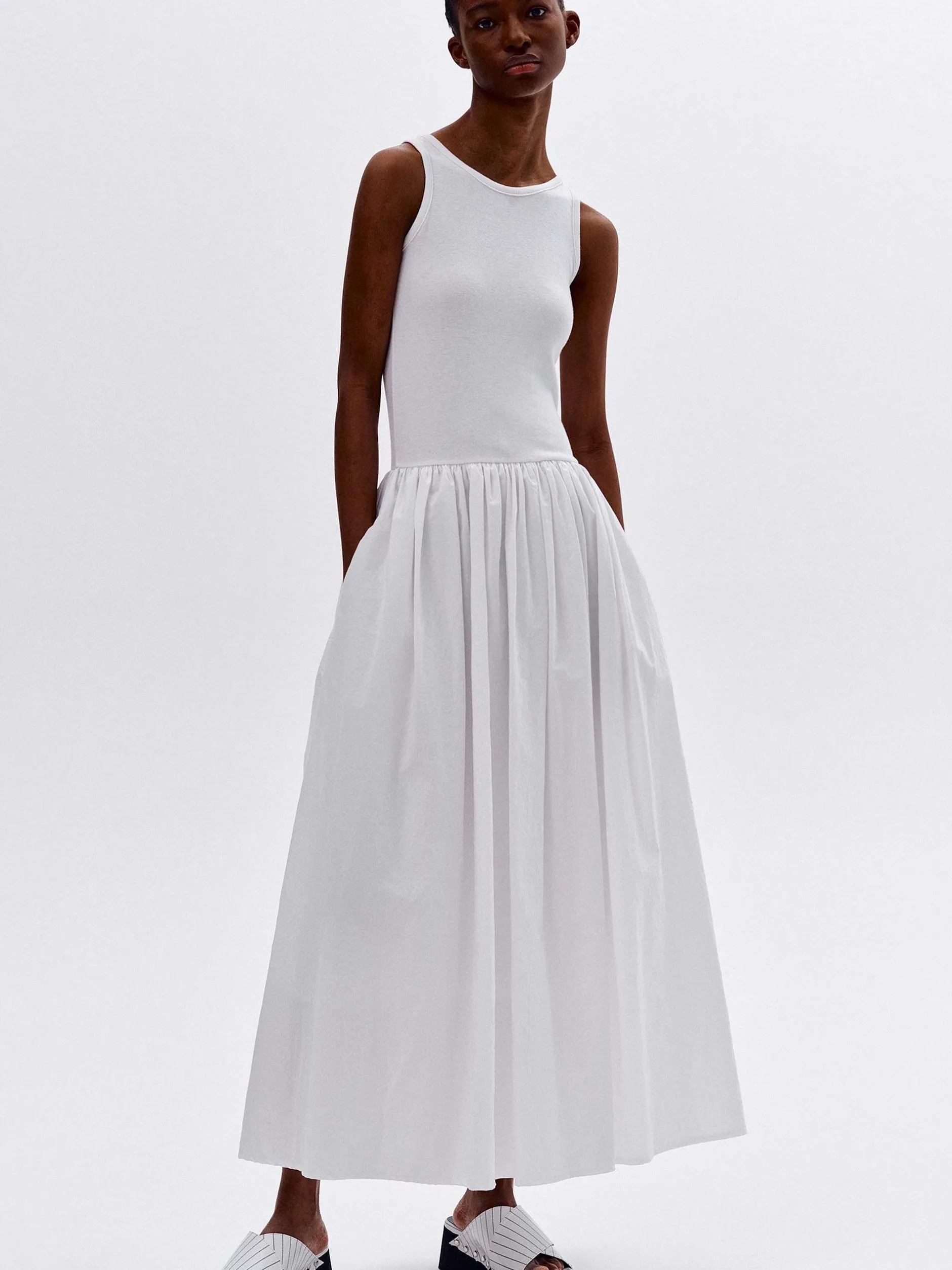 Accessories-Source Unknown Cotton Tank Dress, White