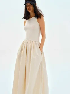 Clothing-Source Unknown Cotton Tank Dress, Tofu