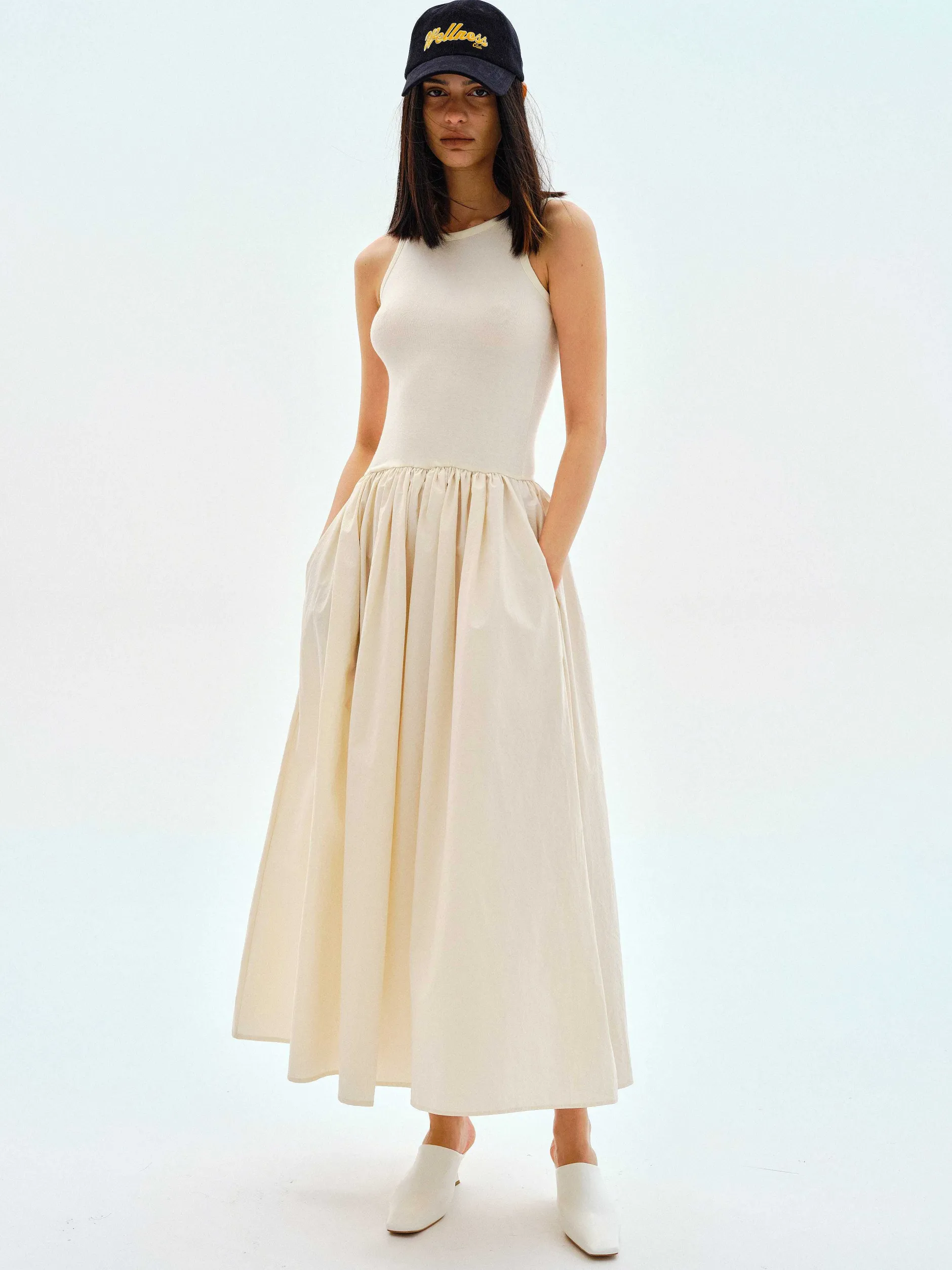 Clothing-Source Unknown Cotton Tank Dress, Tofu