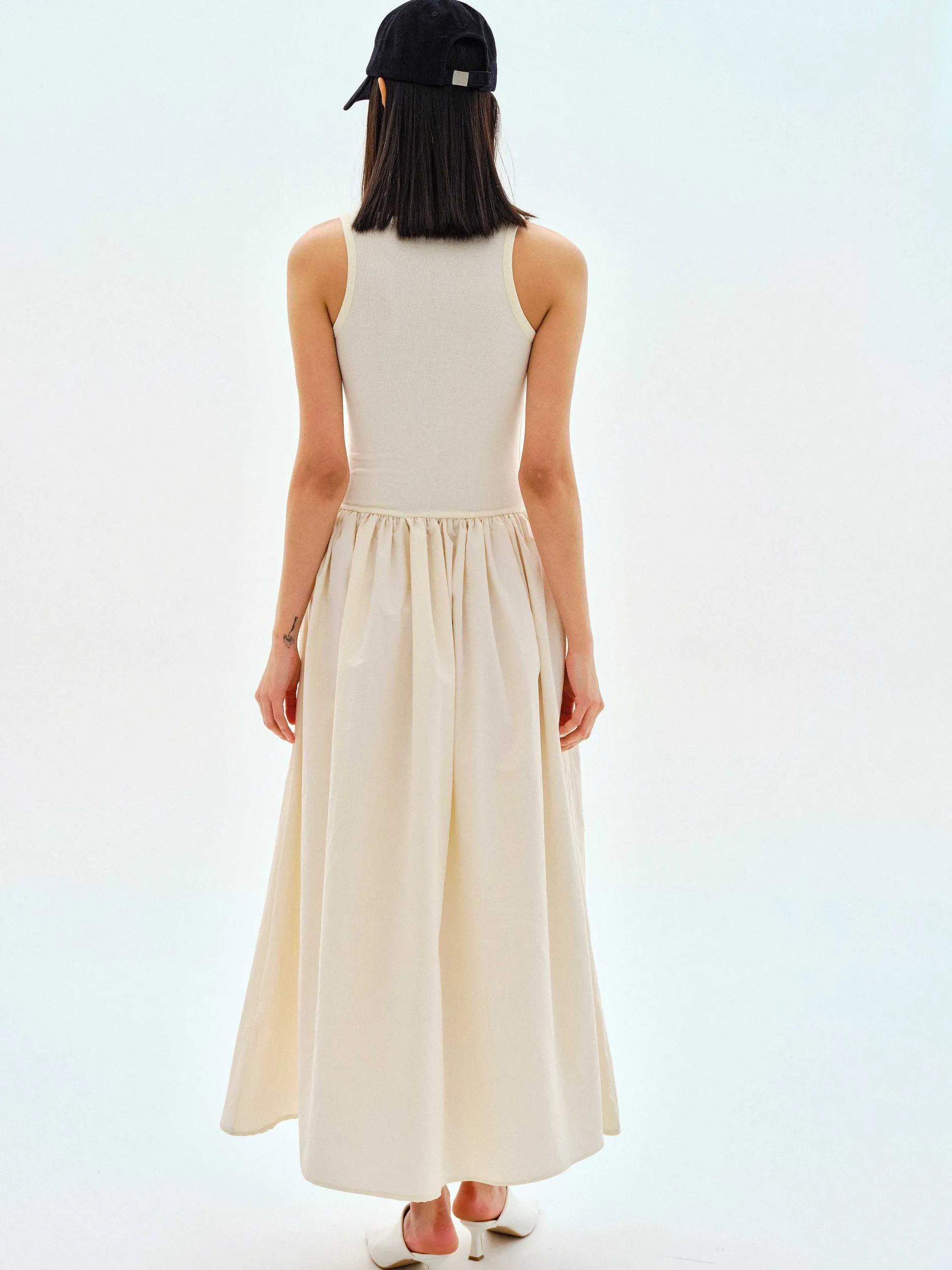 Clothing-Source Unknown Cotton Tank Dress, Tofu