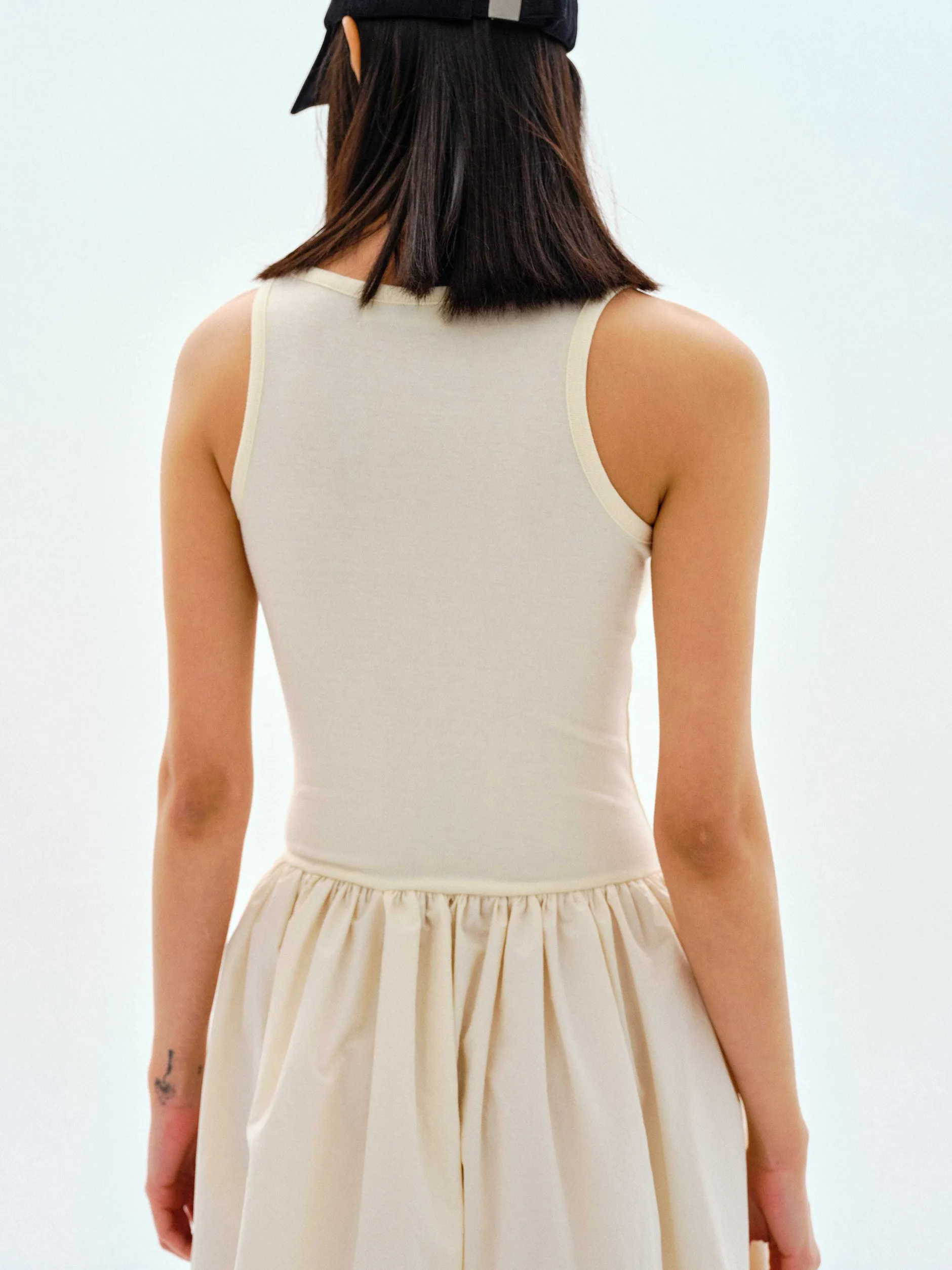 Clothing-Source Unknown Cotton Tank Dress, Tofu