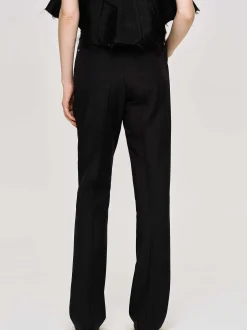 Bottoms-Source Unknown Creased Slim Trousers, Black