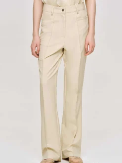 Clothing-Source Unknown Creased Slim Trousers, Butter