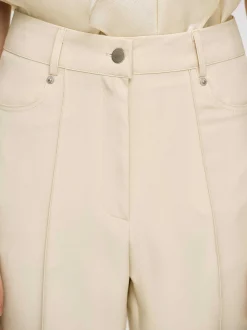 Clothing-Source Unknown Creased Slim Trousers, Butter