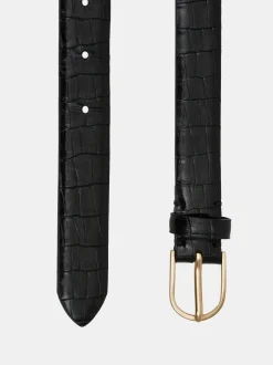 Clothing-Source Unknown Croc-Effect Belt, Black