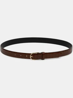 Clothing-Source Unknown Croc-Effect Belt, Brown