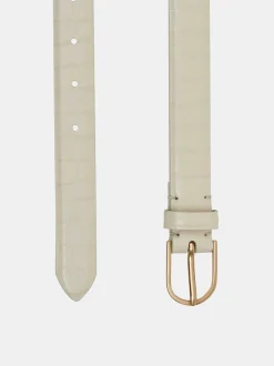 Clothing-Source Unknown Croc-Effect Belt, Ivory